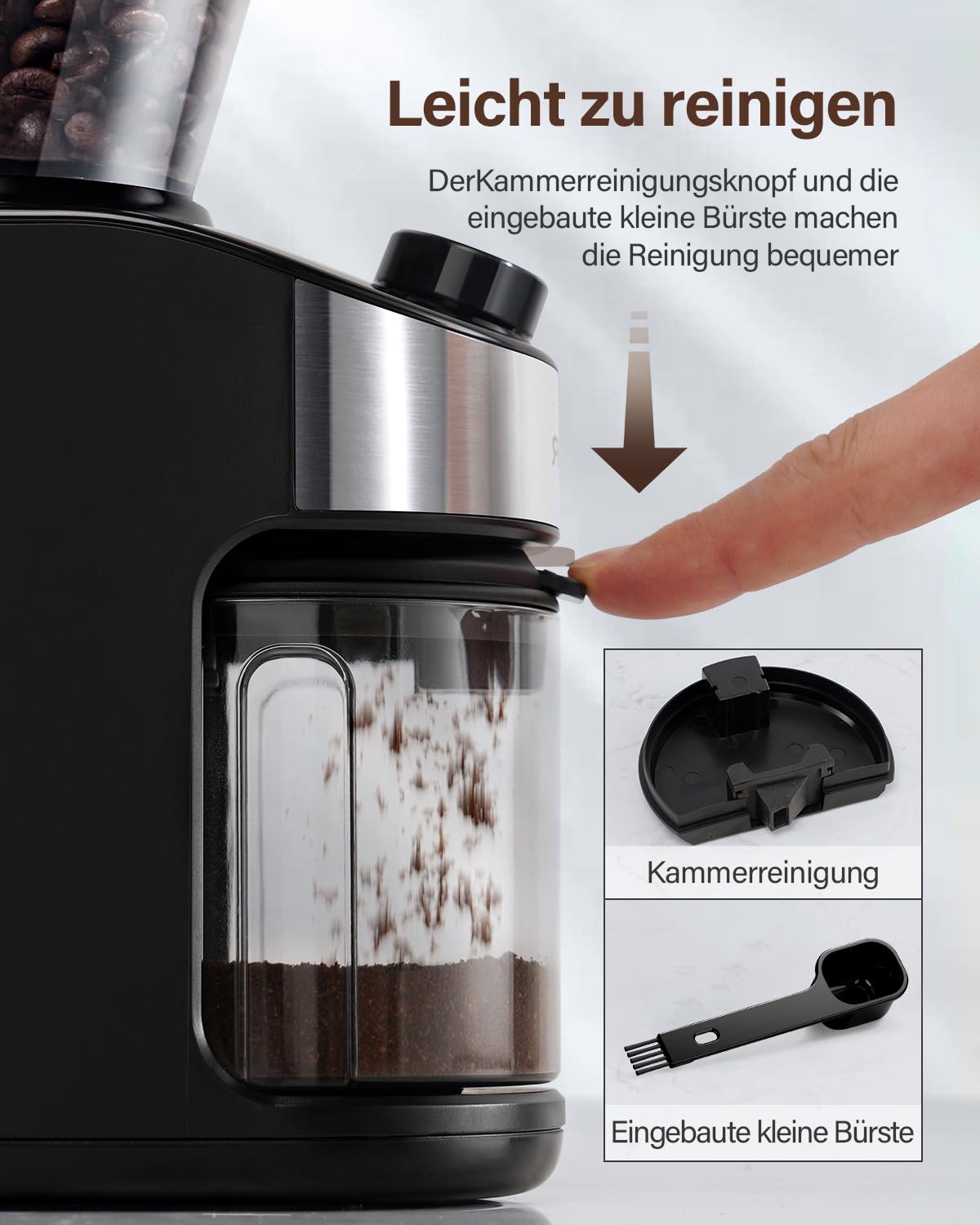 SHARDOR Kaffeemühle, Kaffeemühle Elektrisch mit 25 Mahleinstellungen, Coffee Grinder mit präziser Digitalanzeige, Scheibenmahlwerk Für Espresso, Tropfkaffee und French Press, 200W, 200g Bohnenbehälter
