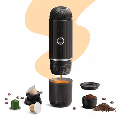 Aisny Espressomaschine, Tragbare Elektrische Expresso Machine 12V 100W Kaffeemaschine Kaffeevollautomat Klein Reisekaffeemaschine kompatibel mit NS-Kapseln und Gemahlenem Kaffee für Reisen