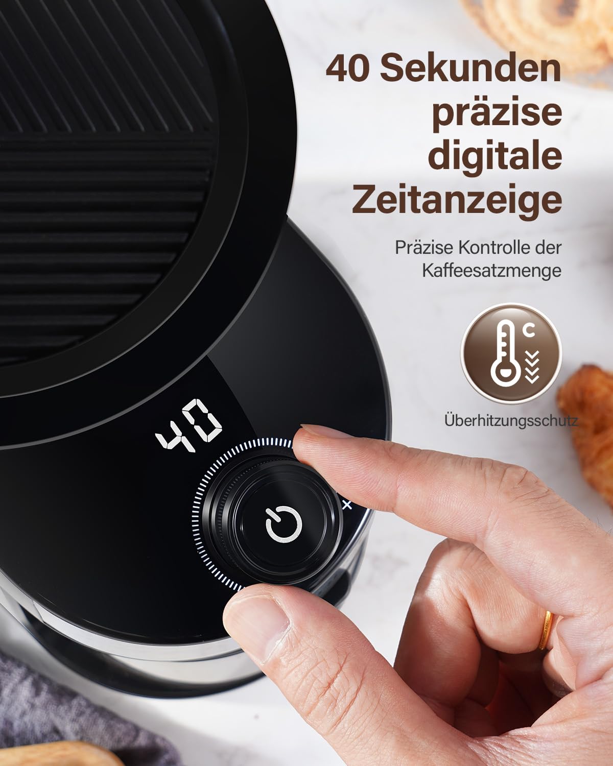 SHARDOR Kaffeemühle, Kaffeemühle Elektrisch mit 25 Mahleinstellungen, Coffee Grinder mit präziser Digitalanzeige, Scheibenmahlwerk Für Espresso, Tropfkaffee und French Press, 200W, 200g Bohnenbehälter