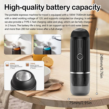 Aisny Espressomaschine, Tragbare Elektrische Expresso Machine 12V 100W Kaffeemaschine Kaffeevollautomat Klein Reisekaffeemaschine kompatibel mit NS-Kapseln und Gemahlenem Kaffee für Reisen