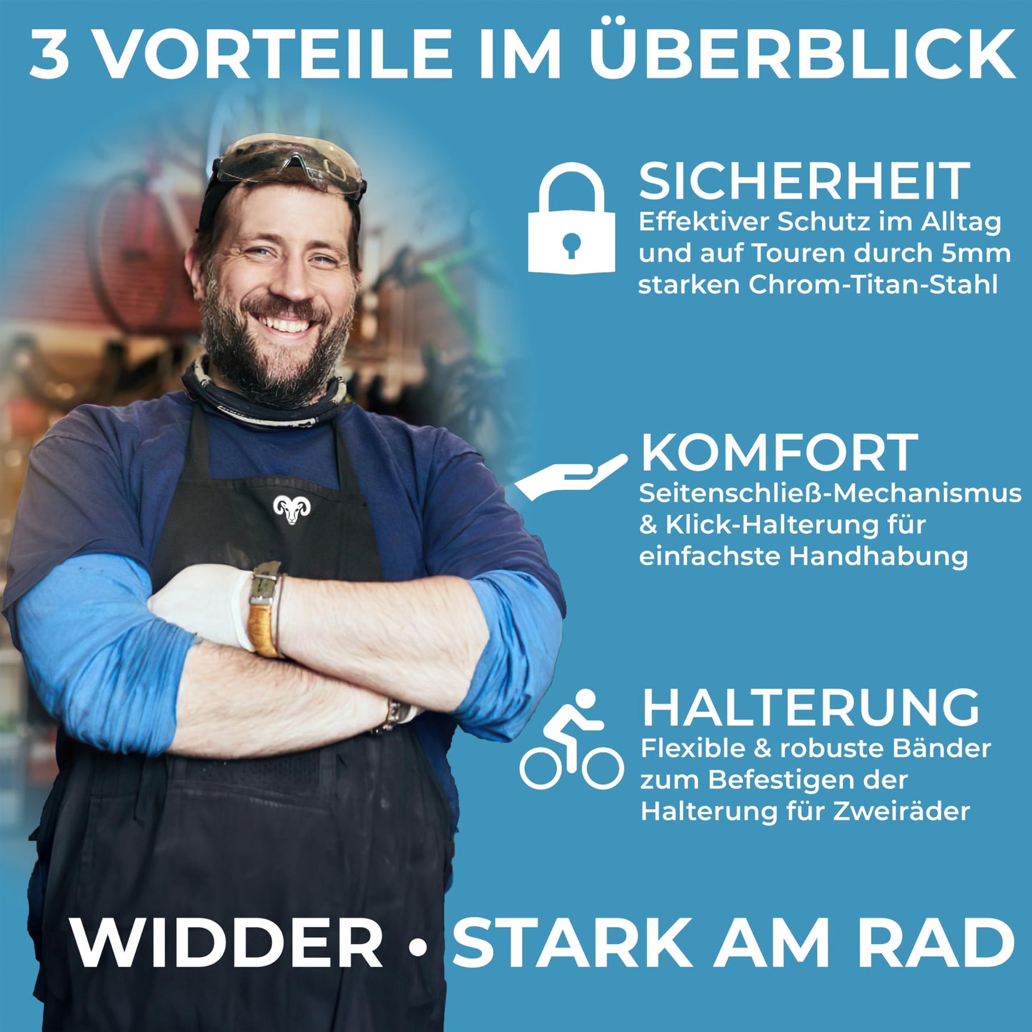 Widder Extrem sicheres Faltschloss Fahrrad [Titan-Stahl Level 15] - Fahrradschloss hohe Sicherheit 99cm lang mit Schlüssel [3x] & Halterung - Gliederschloss als E Bike Lock Scooter Schloss & Fahrrad
