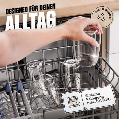 LAPRESO® Latte Macchiato Gläser doppelwandig 6er Set 350ml - Doppelwandige Gläser modernes Design Cappuccino Tassen Teegläser aus Borosilikatglas
